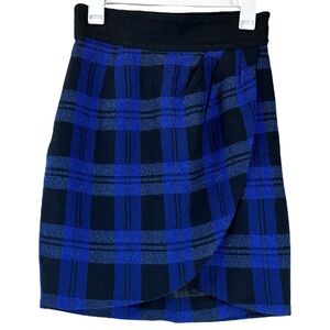 Anthropologie Plenty by Tracy Reese Skirt Wool Plaid Twee Academia Blue Black 4